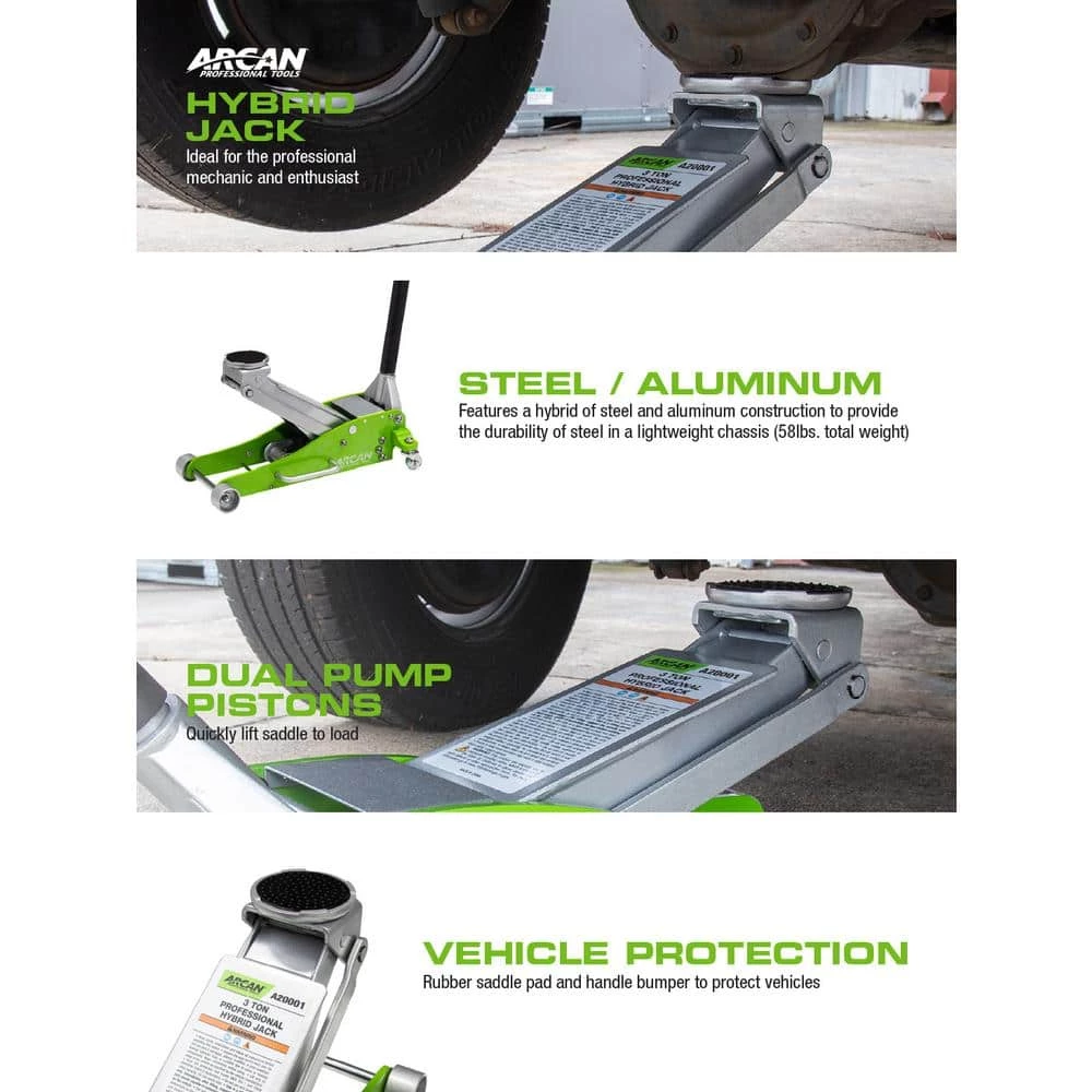 Arcan 3-Ton Hybrid Heavy Duty Aluminum and Steel Low Profile Floor and Car Jack 8 Arcan 3-Ton Hybrid Heavy Duty Aluminum and Steel Low Profile Floor and Car Jack - Image 6