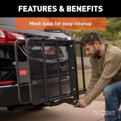 CURT 500 lb. Capacity 60 in. x 24 in. Black Steel Basket Hitch Cargo Carrier (Folding 2 in. Shank) -Automotive Sales curt hitch cargo carriers 18153 66 1000