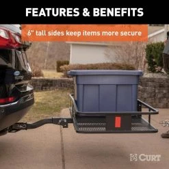 CURT 500 lb. Capacity 60 in. x 24 in. Black Steel Basket Hitch Cargo Carrier (Folding 2 in. Shank) -Automotive Sales curt hitch cargo carriers 18153 c3 1000