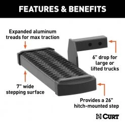 CURT Grip Step Receiver Hitch Step with 6" Drop -Automotive Sales curt other auto parts 32002 4f 1000