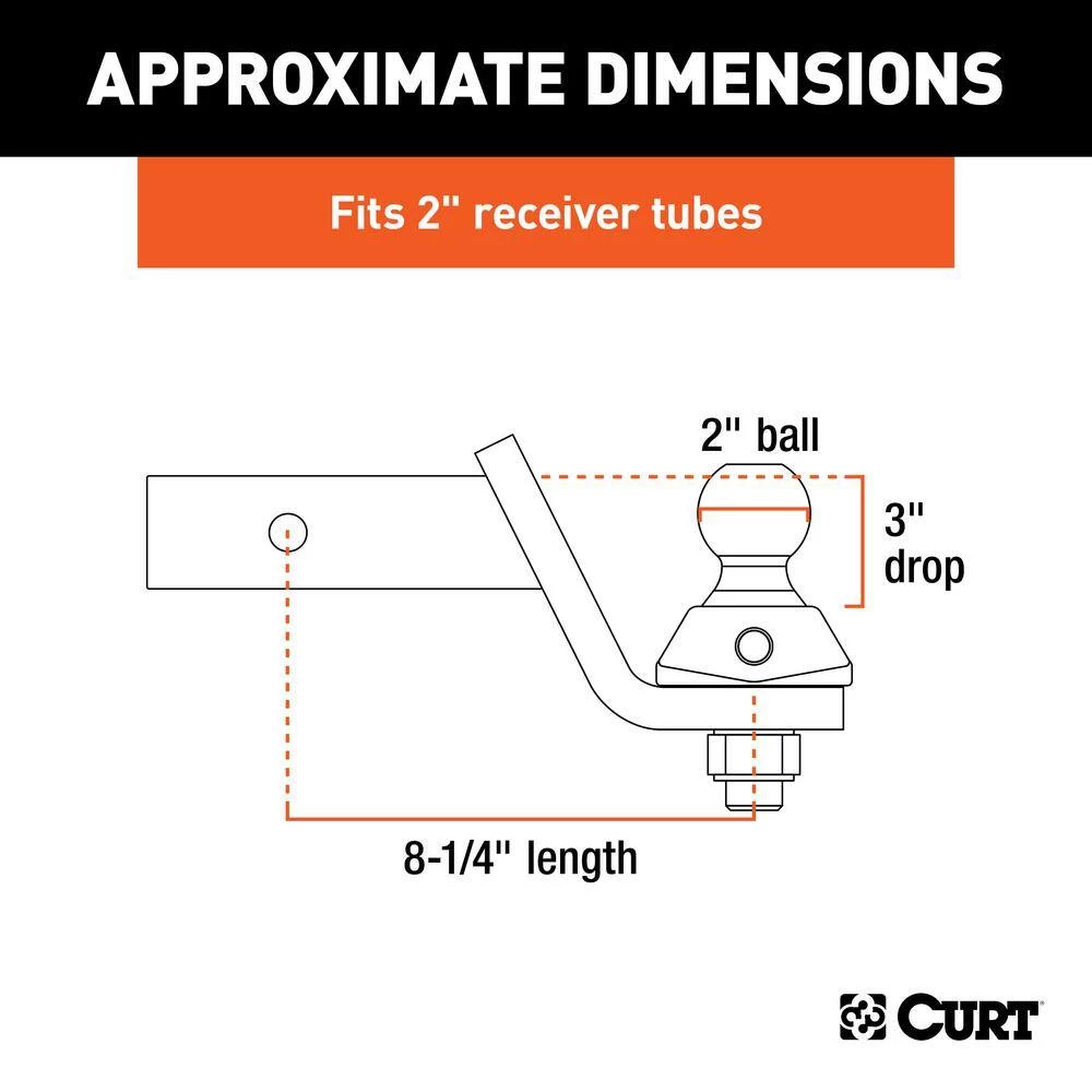 CURT RockerBall Cushion Hitch with 2 in. Ball (2 in. Shank, 7,500 lbs., 3 in. Drop) 4 CURT RockerBall Cushion Hitch with 2 in. Ball (2 in. Shank, 7,500 lbs., 3 in. Drop) - Image 2