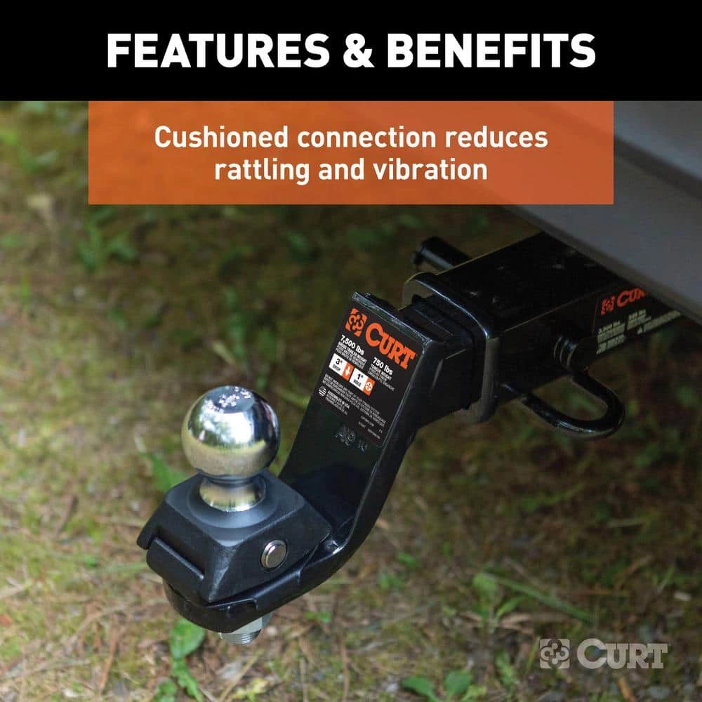 CURT RockerBall Cushion Hitch with 2 in. Ball (2 in. Shank, 7,500 lbs., 3 in. Drop) 8 CURT RockerBall Cushion Hitch with 2 in. Ball (2 in. Shank, 7,500 lbs., 3 in. Drop) - Image 6