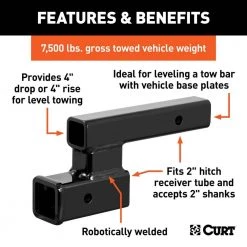 CURT Receiver Hitch Adapter (2 in. Shank 4 in. Drop 7,500 lbs.) -Automotive Sales curt other auto parts 45798 4f 1000