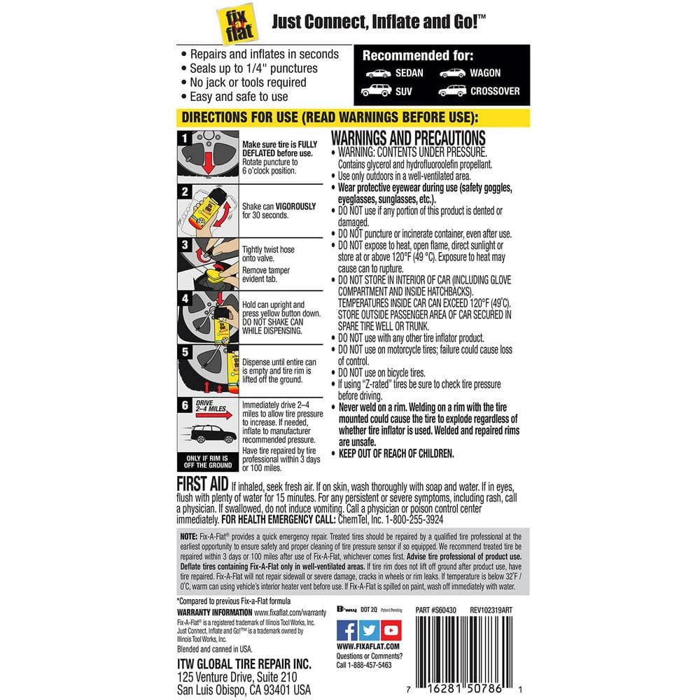 Fix-A-Flat 20 oz. Eco-Friendly Tire Inflator 3 Fix-A-Flat 20 oz. Eco-Friendly Tire Inflator - Image 2