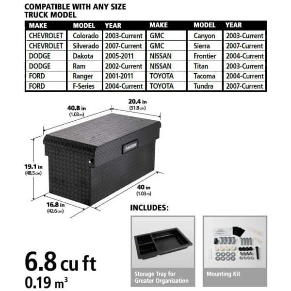 Husky 40.8 in. Matte Black Aluminum Full Size Chest Truck Tool Box 4 Husky 40.8 in. Matte Black Aluminum Full Size Chest Truck Tool Box - Image 2