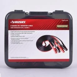 Husky 20 ft. 4-Gauge Booster Cables -Automotive Sales husky jumper cables 0160420 ul1 d4 1000