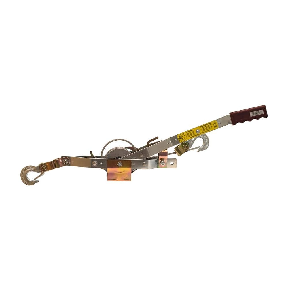Maasdam 2,000 lb. 1-Ton Capacity 12 ft. Max Lift 15:1 Leverage Winch Puller Come Along Tool with 12 ft. of Cable Included 2 Maasdam 2,000 lb. 1-Ton Capacity 12 ft. Max Lift 15:1 Leverage Winch Puller Come Along Tool with 12 ft. of Cable Included