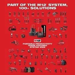 Milwaukee M12 12V Li-Ion Cordless Grease Gun Kit with Stubby 3/8 in. Impact Wrench, One 3.0 Ah Battery, Charger and Tool Bag -Automotive Sales milwaukee grease guns 2446 21xc 2554 20 31 1000