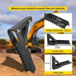 VEVOR 27 in. Backhoe Thumb Heavy-Duty Excavator Thumb Black Steel Weld On 1/2 in. Teeth Thickness Thumb Attachments -Automotive Sales other auto parts fcmz27incbh12mm01v0 4f 1000