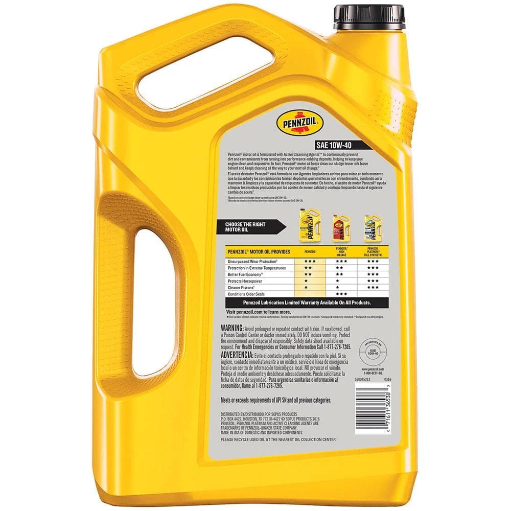 Pennzoil SAE 10W-40 Motor Oil 5 Qt. 4 Pennzoil SAE 10W-40 Motor Oil 5 Qt. - Image 2
