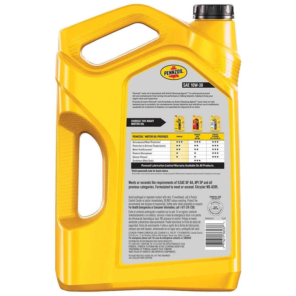 Pennzoil SAE 10W-30 Motor Oil 5 Qt. 5 Pennzoil SAE 10W-30 Motor Oil 5 Qt. - Image 3