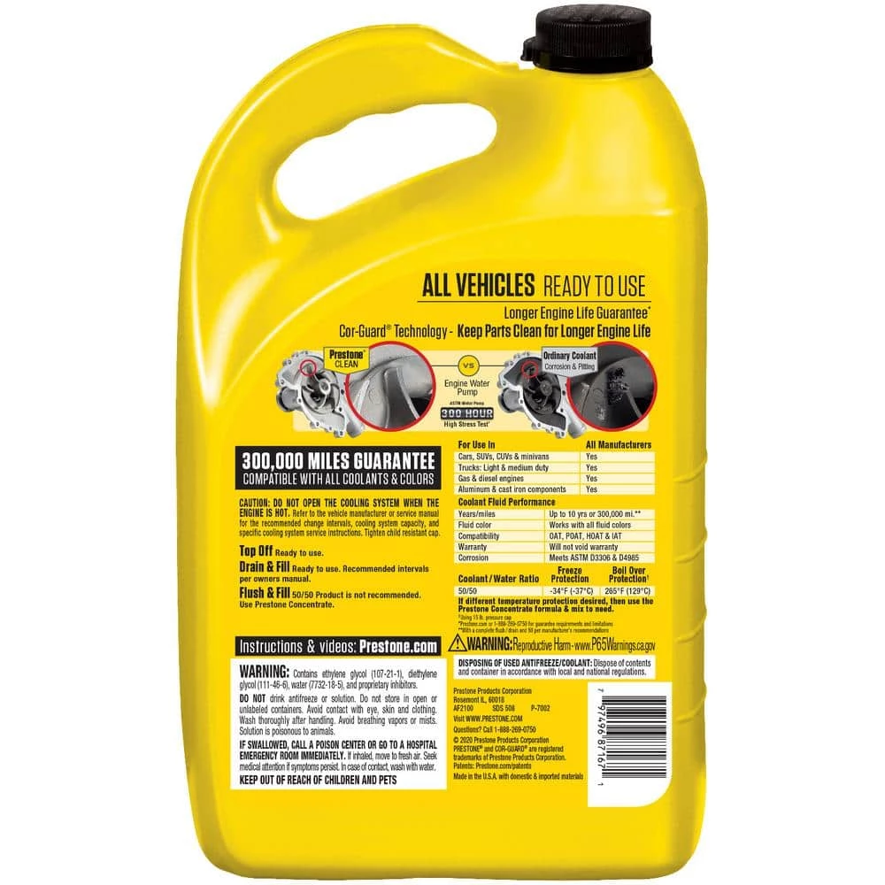 Prestone All Vehicles - 10yr/300k mi - Antifreeze+Coolant (1 Gal - Ready to Use) 4 Prestone All Vehicles - 10yr/300k mi - Antifreeze+Coolant (1 Gal - Ready to Use) - Image 2