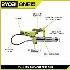 RYOBI ONE+ Grease Gun Kit w/2.0Ah Battery and Charger -Automotive Sales ryobi grease guns p3410k1n 40 1000