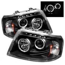 Spyder Auto Ford Expedition 03-06 Projector Headlights - LED Halo - LED ( Replaceable LEDs ) - Black