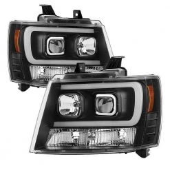 Spyder Auto Chevy Suburban 1500/2500 07-14 / Chevy Tahoe 07-14 / Avalanche 07-14 Version 2 Projector Headlight- Light Bar DRL - Blk