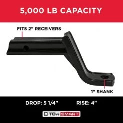 TowSmart Class 3 5,000 lb. 5-1/4 in. Drop, 4 in. Rise, 1 in. Shank X-Mount Reversible Trailer Hitch Ball Mount 17 TowSmart Class 3 5,000 lb. 5-1/4 in. Drop, 4 in. Rise, 1 in. Shank X-Mount Reversible Trailer Hitch Ball Mount -Automotive Sales towsmart ball mounts 702 77 1000