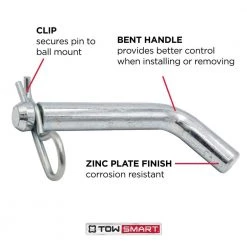 TowSmart Standard 5/8 in. dia Steel Bent Hitch Pin with Clip - Fits 2 in. x 2 in. Hitch Receivers 15 TowSmart Standard 5/8 in. dia Steel Bent Hitch Pin with Clip - Fits 2 in. x 2 in. Hitch Receivers -Automotive Sales towsmart hitch accessories 747m 1d 1000