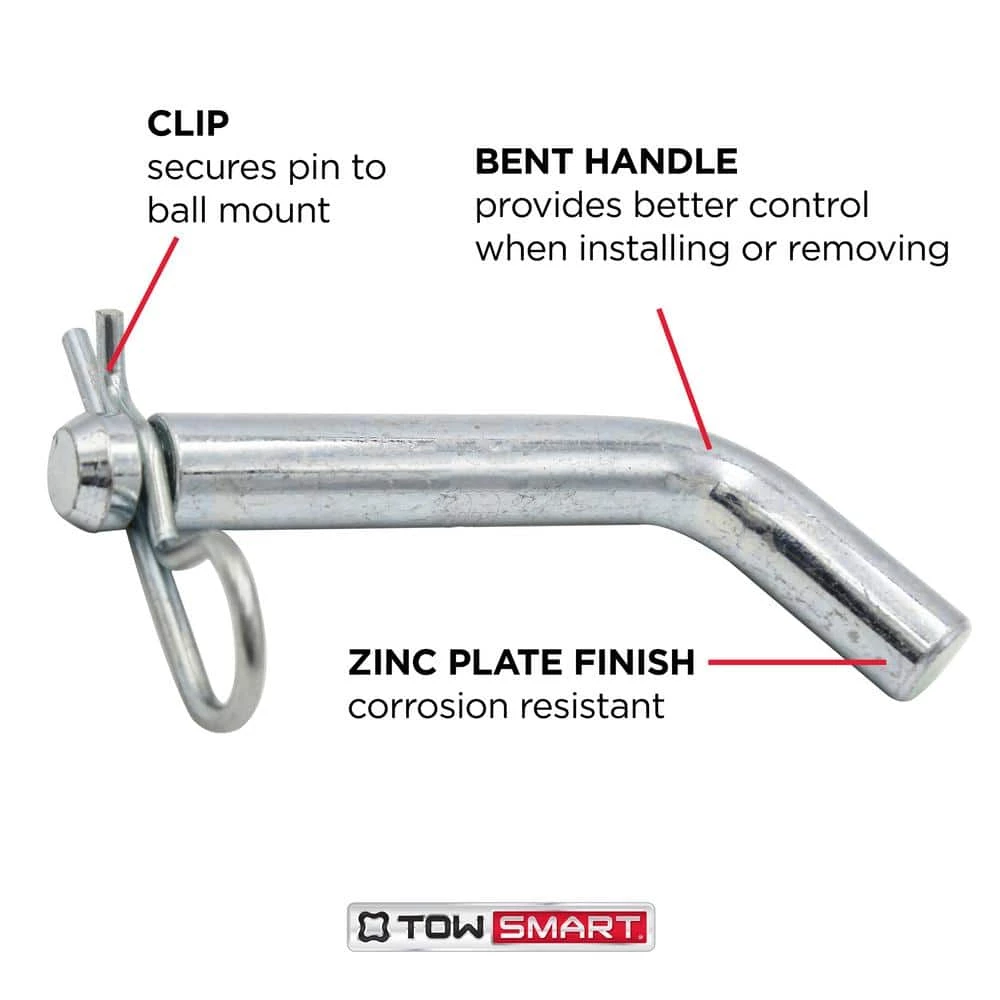 TowSmart Standard 5/8 in. dia Steel Bent Hitch Pin with Clip - Fits 2 in. x 2 in. Hitch Receivers 7 TowSmart Standard 5/8 in. dia Steel Bent Hitch Pin with Clip - Fits 2 in. x 2 in. Hitch Receivers - Image 5