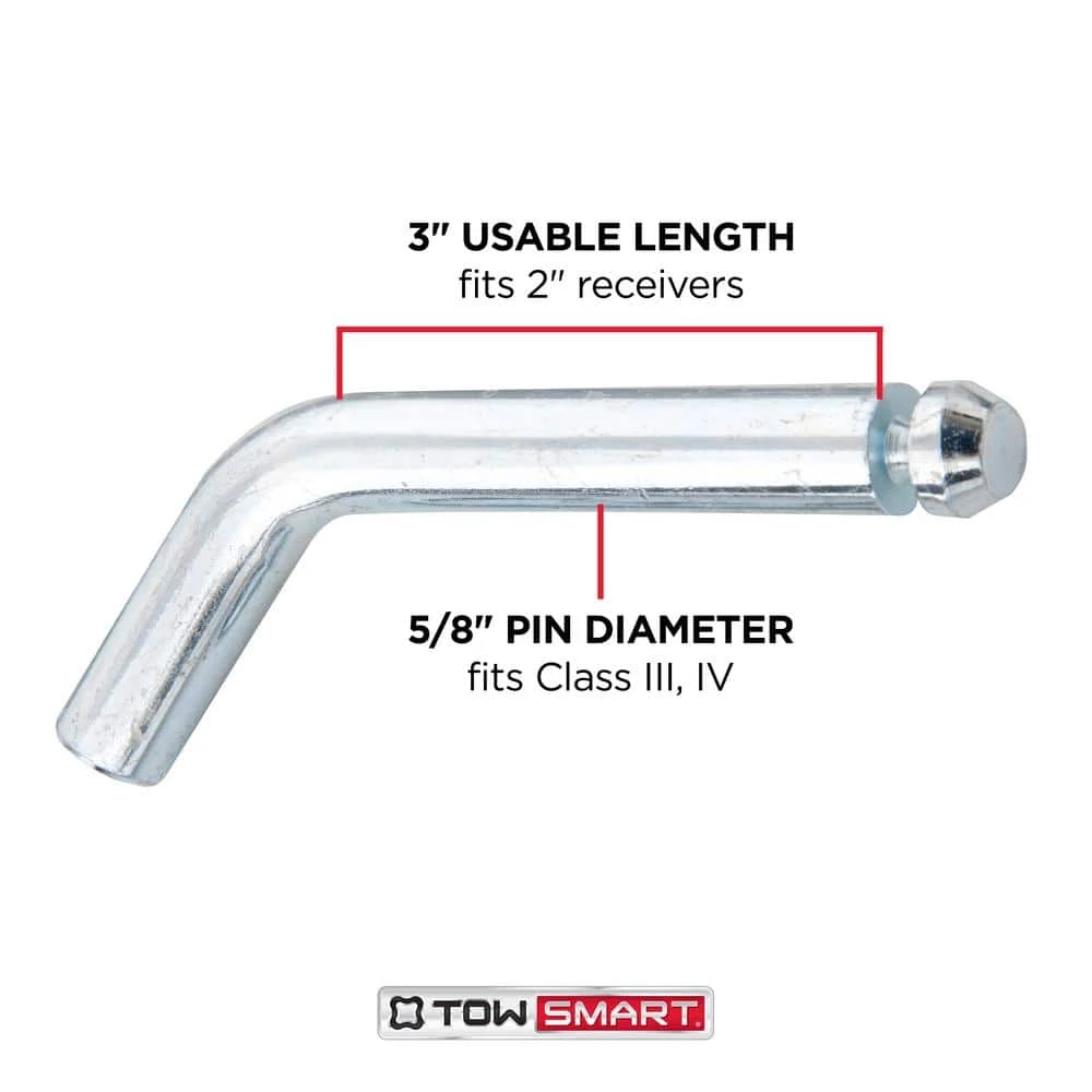 TowSmart Standard 5/8 in. dia Steel Bent Hitch Pin with Clip - Fits 2 in. x 2 in. Hitch Receivers 8 TowSmart Standard 5/8 in. dia Steel Bent Hitch Pin with Clip - Fits 2 in. x 2 in. Hitch Receivers - Image 6