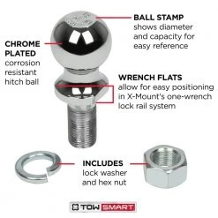 TowSmart Class 4 10,000 lb. 2-5/16 in. Ball Diameter, 1-1/4 in. Shank Diameter, 2-1/2 in. Shank Length Chrome Trailer Hitch Ball -Automotive Sales towsmart hitch balls 1240 66 1000