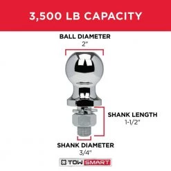 TowSmart Class 2 3,500 lb. 2 in. Ball Diameter, 3/4 in. Shank Diameter, 1-1/2 in. Shank Length Chrome Trailer Hitch Ball -Automotive Sales towsmart hitch balls 716 1d 1000