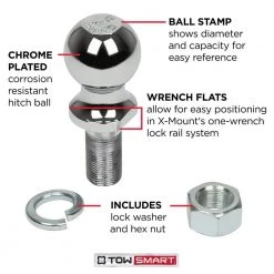 TowSmart Class 2 3,500 lb. 2 in. Ball Diameter, 3/4 in. Shank Diameter, 2-3/8 in. Shank Length Chrome Trailer Hitch Ball -Automotive Sales towsmart hitch balls 718 66 1000