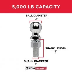 TowSmart Class 3 5,000 lb. 2 in. Ball Diameter, 1 in. Shank Diameter, 3 in. Shank Length Chrome Trailer Hitch Ball 15 TowSmart Class 3 5,000 lb. 2 in. Ball Diameter, 1 in. Shank Diameter, 3 in. Shank Length Chrome Trailer Hitch Ball -Automotive Sales towsmart hitch balls 765 1d 1000