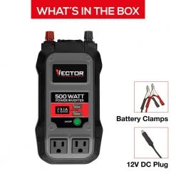 Vector 500 Watt Power Inverter, Dual Power Inverter, Two USB Charging Ports 18 Vector 500 Watt Power Inverter, Dual Power Inverter, Two USB Charging Ports -Automotive Sales vector car power inverters pi500v fa 1000