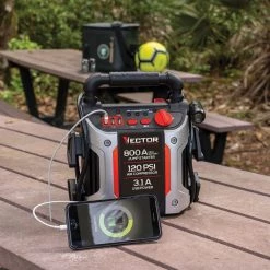 Vector 800 Peak Amp Jump Starter, 120 PSI Air Compressor, Three USB Charging Ports, Rechargeable -Automotive Sales vector jump starters j7cv 4f 1000
