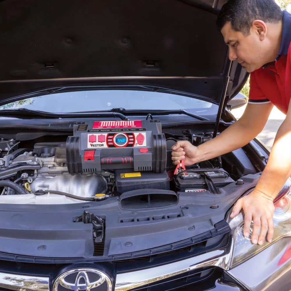 Vector 1200 Peak Amp Jump Starter, Dual Power Inverter, 120 PSI Air Compressor, USB Charging Port, Rechargeable 4 Vector 1200 Peak Amp Jump Starter, Dual Power Inverter, 120 PSI Air Compressor, USB Charging Port, Rechargeable - Image 2