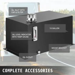 VEVOR Hydraulic Fluid Reservoir Tank 10 Gal. Hydraulic Oil Reservoir Tank Steel with a Temp Gauge Weld-less for tractor trucks -Automotive Sales vevor fuel systems yyyx10jlhdwdj0001v0 fa 1000